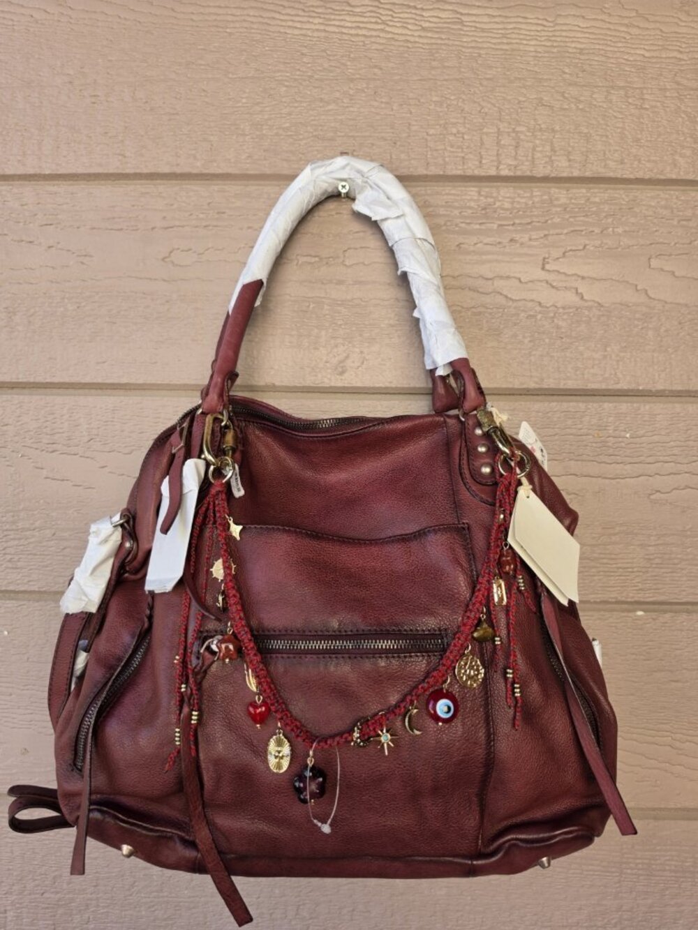 Free People We The Free Emerson Tote Bag Red Rock Leather With Charm
